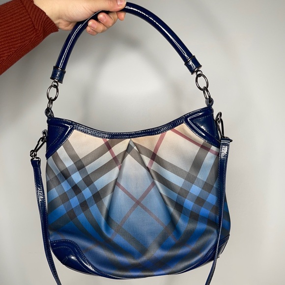 Burberry Nova Pop Degrade Medium Craigwell Hobo Jet Blue - Picture 1 of 4